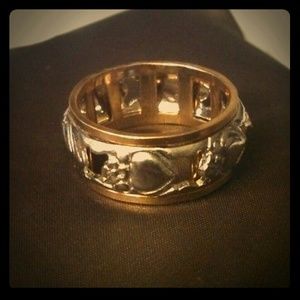 Antique vintage sterling & gold wedding ring